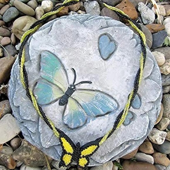 Wooden Beaded Butterfly Necklace handmade handcrafted - Picture 6 of 7